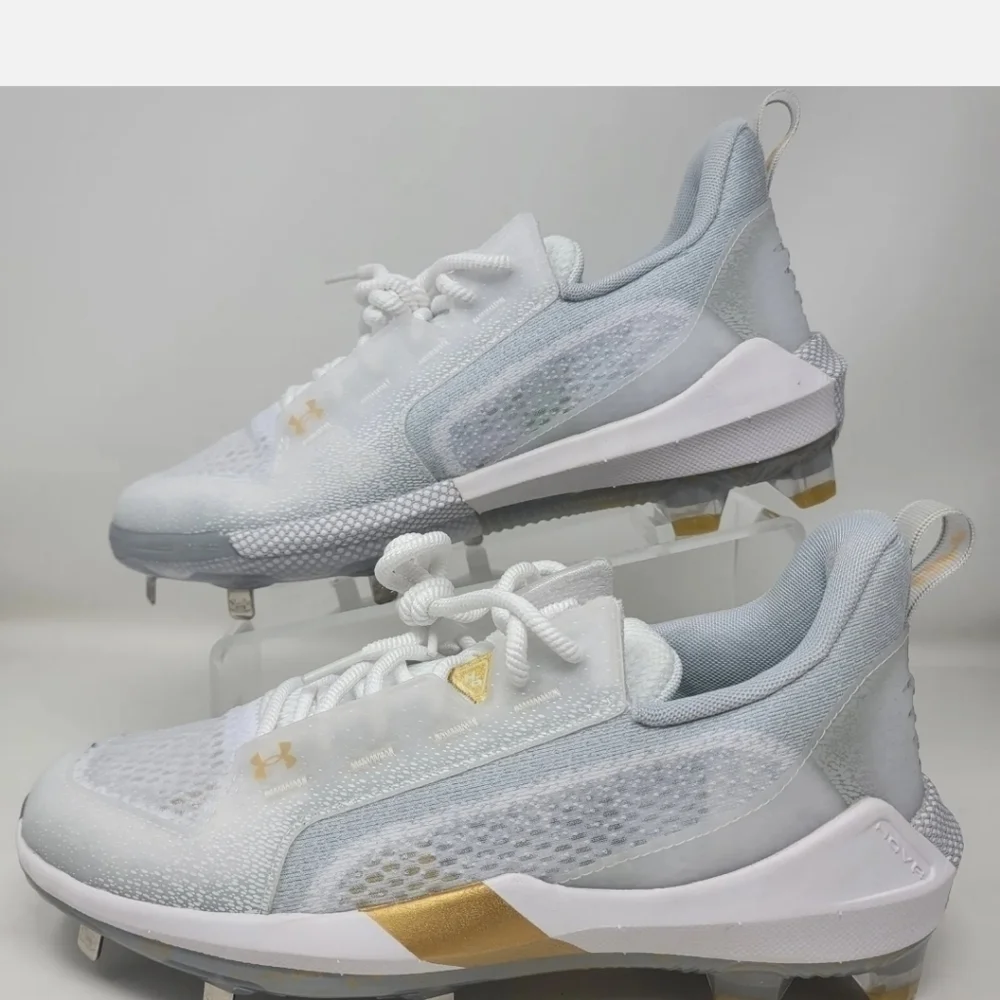 Under Armour Mens Harper 6 Low ST Baseball Cleats WHITE Sz Multi 3024315-100 NEW